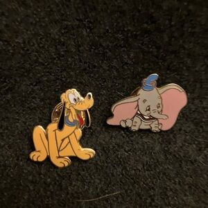 Disney Dumbo and Pluto Collectible Pins - Pink and Yellow
